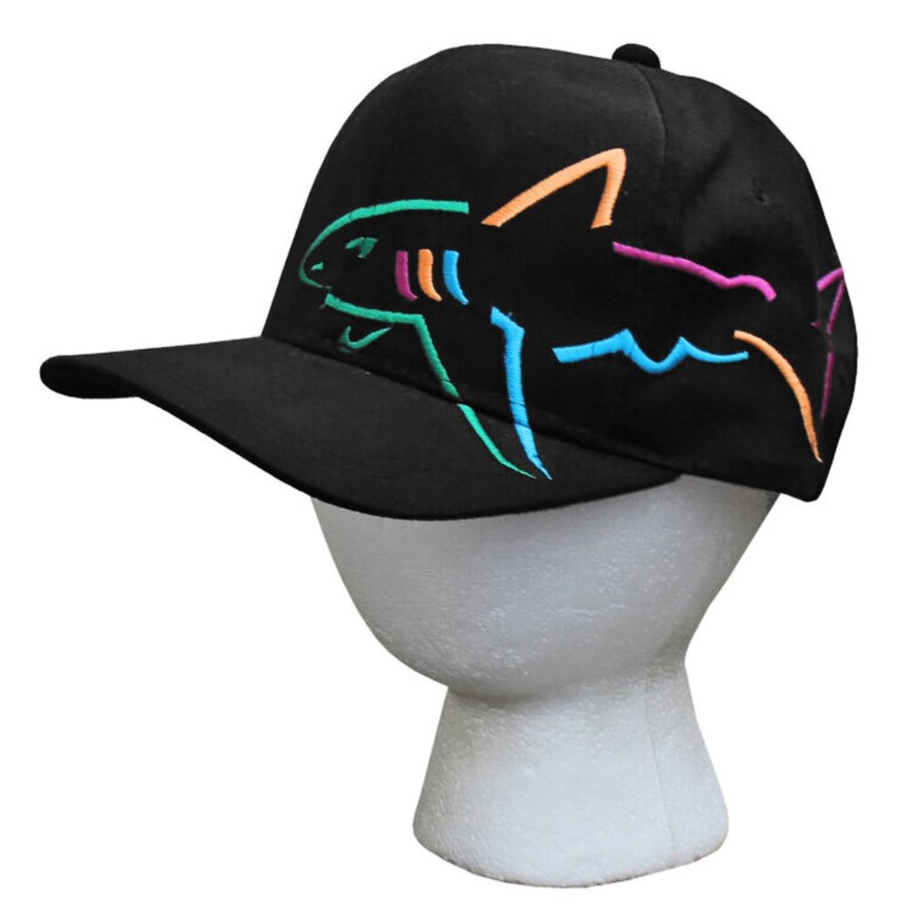 NEW Vintage Greg Norman Shark Baseball Hat!  Black  Huge Signature Color Shark